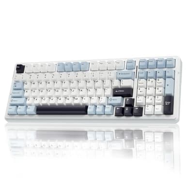 AULA F99 Wireless Mechanical Keyboard, Hot Swappable Custom Keyboard,Pre-lubed Linear Switches,Gasket Structure,RGB Backlit Gaming Keyboard (Blue&White) - Image 1