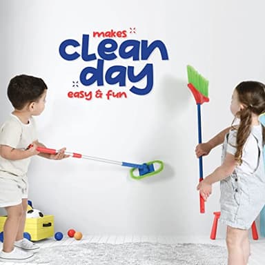 Play22 Kids Cleaning Set 4 Piece - Toy Cleaning Set Includes Broom, Mop, Brush, Dust Pan - Toy Kitchen Toddler Set is A Great Toy Gift for Boys & Girls - Image 3