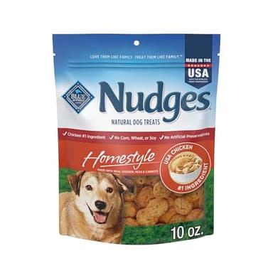 Blue Buffalo Nudges Homestyle Natural Dog Treats Made with Real Chicken, Made in the USA, Chicken, 10-oz Bag - Image 1