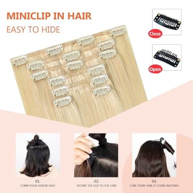 UGOTRAYS Platinum Blonde Clip in Hair Extensions - 22 Inch 115g 7pcs Platinum Blonde 100% Hair Extensions Real Human Hair Straight #60 Extensions Clip in - Image 5
