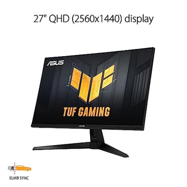 ASUS TUF Gaming 27” 1440P HDR Monitor (VG27AQ3A) – QHD (2560 x 1440), 180Hz, 1ms, Fast IPS, 130% sRGB, Extreme Low Motion Blur Sync, Speakers, Freesync Premium, G-SYNC Compatible, HDMI, DisplayPort - Image 2