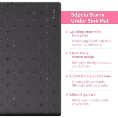 Sdpeia Under Sink Mat 34"×22" – Waterproof Silicone Cabinet Liner & Sink Protector for Kitchen & Bathroom, Multi-Purpose Organizers Tray for Pets, Laundry, Cat Litter Mat, Black - Image 4