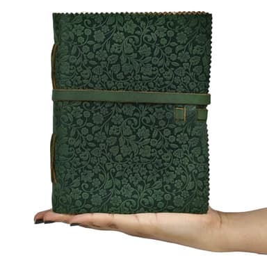 LEATHER VILLAGE Leather Bound Floral Embossed Journal for Women Men - 200 Pages, 8”X6”(A5), Green - Book of Shadows, Vintage Blank Paper Travel Diary, Notebook for Writing, Drawing, Sketchbook - Image 7