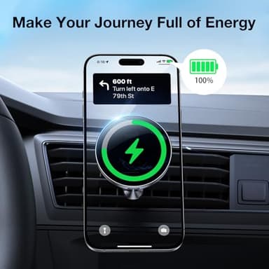 Coolpow for Magsafe Car Mount Charger【100% Stable】 15W Magsafe Car Charger Magnetic Phone Holders for Your Car Accessories for Women Men Car Phone Holder Wireless Car Charger for iPhone 17 16 15 14 13 - Image 10