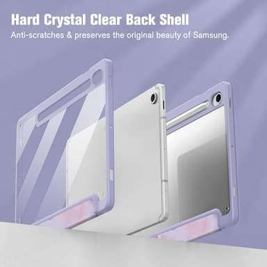 Fintie Hybrid Slim Case for Samsung Galaxy Tab S10 Lite/ S10 FE/ S9 FE 10.9 Inch/Tab S9 11 Inch with S Pen Holder, Shockproof Cover with Clear Transparent Back Shell, Auto Wake/Sleep, Lilac Marble - Image 3
