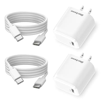 Qackenm 2-Pack 20W USB C Charger Block, Type C Charger Fast Charging, PD3.0 Fast Chargers, Type C Charging Block for iPhone 16 Pro/16 Pro Max/iPhone 15/15 Pro/iPad mini/Air (4FT USB-C Cable) - Image 1