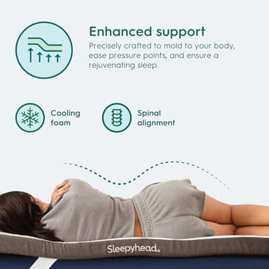 Sleepyhead Twin XL 2 Inch Gel Memory Foam Mattress Topper for College Dorm – Thick, Cooling & Comfortable Mattress Pad with Washable Cover – Dorm Room Essentials for College Students (XL Twin 2") - Image 4