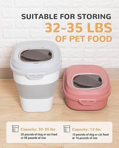 DDMOMMY 30-35 Lbs Dog Food Storage Container Collapsible Dog Food Container with Airtight Lids, Wheels, Scoop and 2pcs Food Storage Containers, Large Pet food storage for Dog, Cat - Image 4