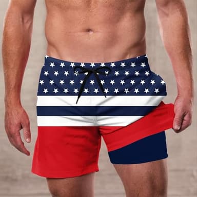 Cozople American Flag Swim Trunks Mens Compression Liner Patriotic Bathing Suit Beach Quick Dry Swim Shorts M - Image 7