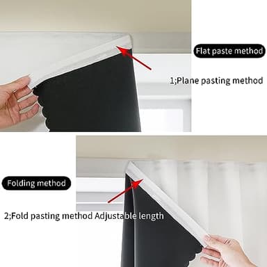 AJAZZ self Adhesive Portable 100% Blackout Curtains Simple and Easy to installBedroom Window Thermal Lnsulated Kitchen Room Darkening Black Small Drapes 1-Pack - Image 4