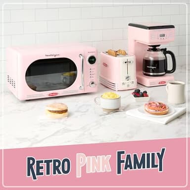 Nostalgia Retro Compact Countertop Microwave Oven 0.7 Cu. Ft. -700-Watts with LED Digital Display-Child Lock-Easy Clean Interior-Pink - Image 6