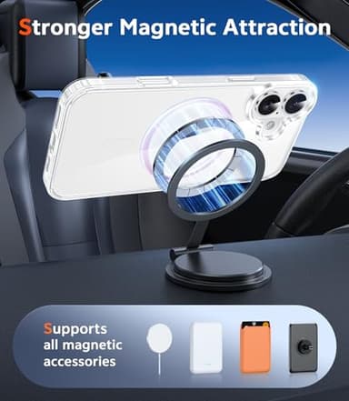 FNTCASE for iPhone 17 Case Clear: Magnetic Transparent Phone Cases with Screen Protector Slim Anti Yellowing Military Grade Drop Protection Rugged Shockproof Protective Cell Phone Cover (F-Pink) - Image 4