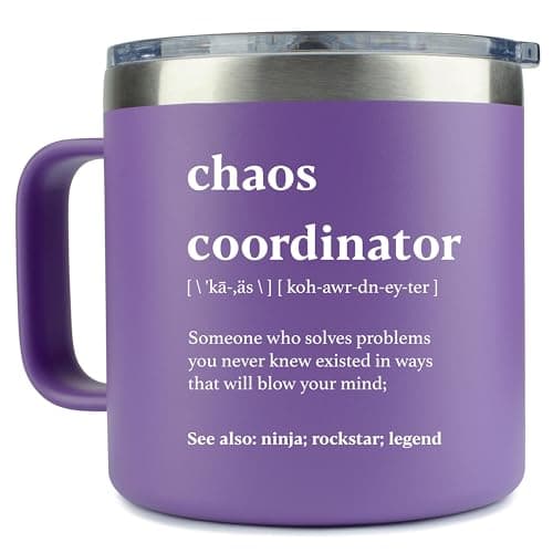 Chaos Coordinator Gifts for Women - Teacher Appreciation Gifts for Mothers Day, Nurses Week Promotion - 14oz Chaos Coordinator Tumbler Mug Purple Gift for Women Gift Baskets for Her Nurse Manager Boss - Image 1