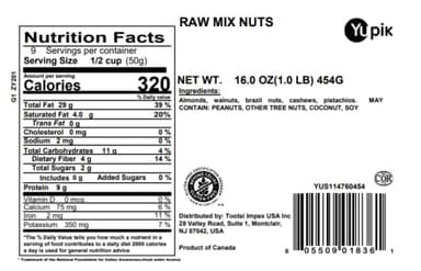 Yupik Raw Mix Nuts, 1 lb, Premium Natural Mixed Nuts with Almonds, Walnuts, Pistachios, Cashews, and Brazil Nuts, Healthy Snack,Brown, Pack of 1 - Image 6