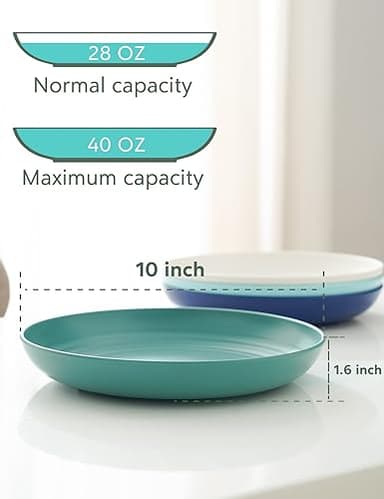 GENLGE 10-inch Wheat Straw Reusable Dinner Plates Set of 8, Microwave Dishwasher Safe, BPA Free, Unbreakable, Multicolor - Image 5