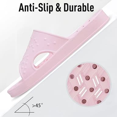 shevalues Shower Shoes for Women Men with Arch Support Quick Drying Pool Slides Lightweight Beach Sandals with Drain Holes, Pink 8-9 Women / 6.5-7.5 Men - Image 6