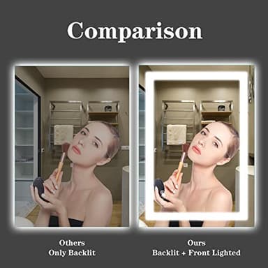 Amorho LED Bathroom Mirror 24"x 36" with Front and Backlight, Stepless Dimmable Wall Mirrors with Anti-Fog, Shatter-Proof, Memory, 3 Colors, Double LED Vanity Mirror(Horizontal/Vertical) - Image 2