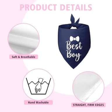 Best Boy Dog Bandanas Wedding Dog Bandana Pet Puppy Bandanas Boy Navy Dog Bandana Engagement Gift Funny Dog Bandana Wedding Photo Prop Pet Scarf Accessories for Pet Dog Lovers Gifts - Image 6