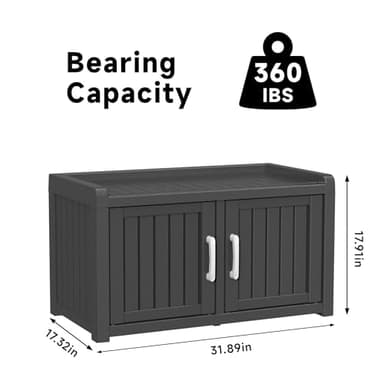 ROJIK Shoe Cabinet Waterproof UV-Resistant,Storage Bench Indoor Outdoor with Adjustable Shelves,for Entryway Bedroom,Hallway,Living Room(Double Door,Black) - Image 3