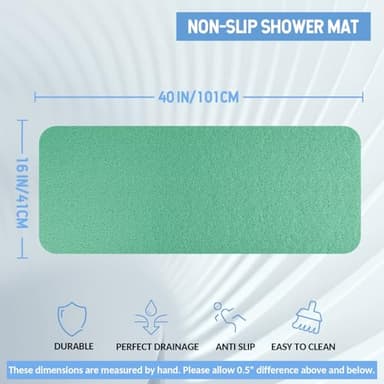 Hargiis Non-Slip Bathtub Mat, Anti Slip Shower Mat, Fast Drying Bathtub Mats, Foot Scrubber Mat, Anti Slip Mat for Tub, Floor, Bathroom, Kitchen, Home, Hotel (Light Green 40"×16") - Image 2