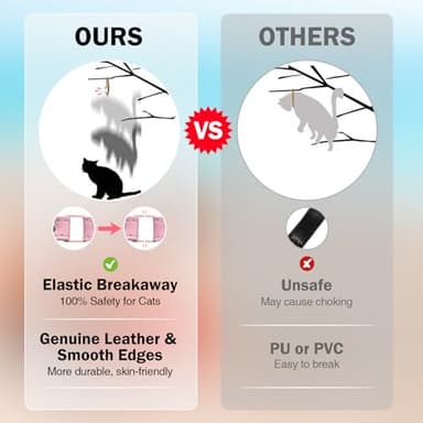 DILLYBUD Leather Cat Collars for Boy Girl Cats with Bell and Safety Elastic Belt, Personalized Rivets Stud Adjustable Safe Buckle Collar with Skull Charm for Kitty Small Pets, Halloween Cat Collar - Image 3