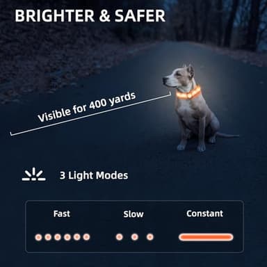 Super Bright LED Dog Collar - Fully Waterproof & Adjustable Glow Collar - USB-C Rechargeable for Night Walking, Safety - Flashing Lighted Collar for Dogs(Orange,L) - Image 4