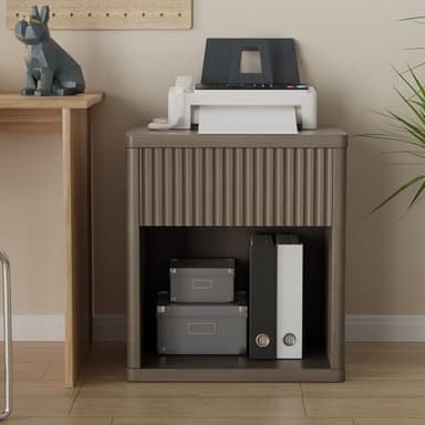 Sunny Heart Night Stand Scandinavian Nightstand with Fluted Drawer Storage End Table Modern Mid Century Wood Bedside Table for Bedroom Sofa Couch Office - Antiqued Brown Oak - Image 6
