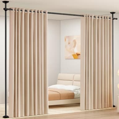 SUNALLY Room Divider Curtain Rod, No Drilling Room Separator for Space Partition Adjustable 4-10ft(H) 28-70inch(W) Heavy Duty Temporary Wall Divider Floor to Ceiling Tension Rod, Black - Image 1