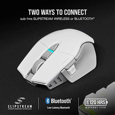 Corsair M65 RGB Ultra Wireless Tunable FPS Wireless Gaming Mouse - Sub-1ms Slipstream Wireless Technology, 26,000 DPI Optical Sensor, Up to 120 Hours of Battery Life, 8 Programmable Buttons - White - Image 3