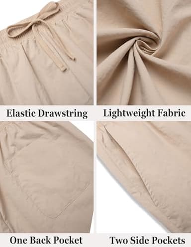COOFANDY Men Casual Shorts 9" Elastic Waist Drawstring Beach Shorts Big and Tall, Light Khaki, Small - Image 5