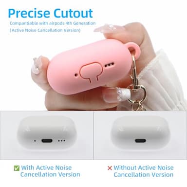Compatible with AirPods 4 Case 2024, Premium Soft Silicone Protective Case Cover for Apple AirPods 4th Generation with Cleaner Kit, Carabiner and Keychain Accessories for Women Girls (Pink) - Image 4