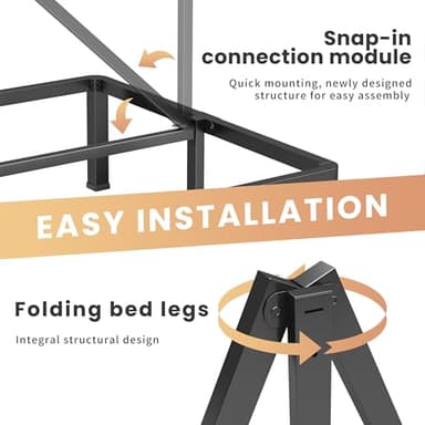 VIPSHOW 18 Inch Queen Heavy Duty 3500 lbs Bed Frame with Round-Corner Legs & Anti-Squeak Design – Quick Assembly Metal Platform, No Box Spring Needed - Image 4