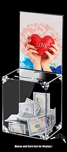 KYODOLED Large Tall Acrylic Donation Box with Slot and Lock, Clear Ballot Box with 6"x8" Sign Holder Storage Container for Voting, Raffle,Tip Jar, 6.7"x5.23"x8" - Image 8