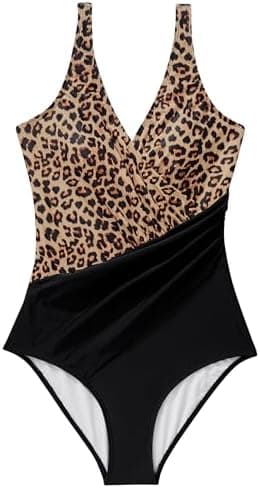 RXRXCOCO Womens One Piece Swimsuits Tummy Control Ruched Criss Cross Bathing Suits V Neck Slimming Swimwear - Image 4
