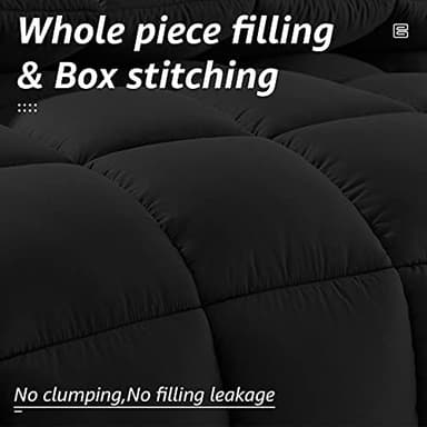 HYLEORY All Season Queen Size Bed Comforter - Cooling Goose Down Alternative Quilted Duvet Insert with Corner Tabs - Winter Warm - Machine Washable - Black - Image 2