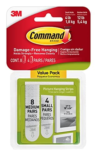Command Picture Hanging Strips Variety Pack, Damage Free Hanging Picture Hangers, No Tools Wall Hanging Strips for Living Spaces, White, 16 Small Pairs and 32 Medium Pairs (96 Strips) - Image 1