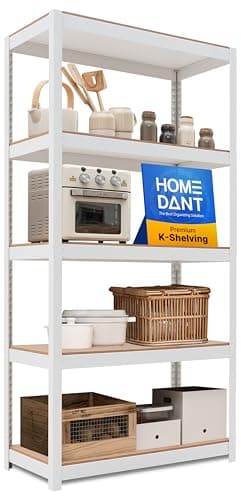 HOMEDANT House 5-Tier Laminated Metal Shelving Unit Adjustable Storage Utility Rack Heavy Duty Shelves Organization Multipurpose Shelf Kitchen Garage Pantry Closet 1Pack - Image 1