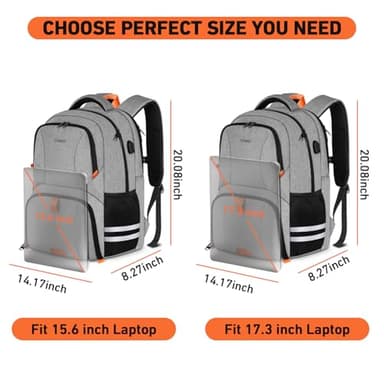 Ytonet Gym Backpack For Men Women, Backpack for Men with Shoe Compartment, Water Resistant Workout Sports Bag with USB Port Fit 15.6 Inch Laptop, Gym, Sports, Camping, Hiking, Grey - Image 2