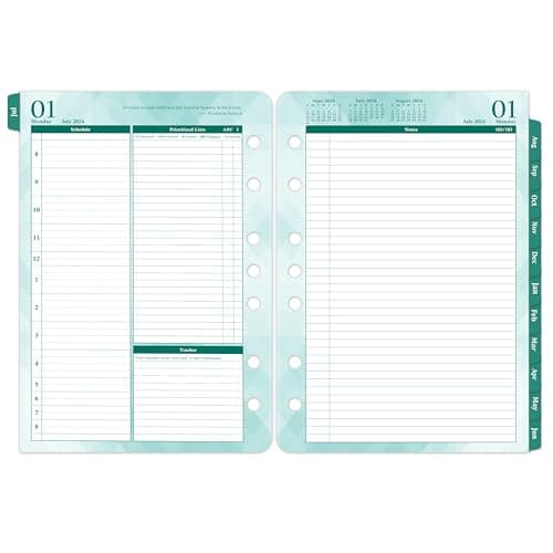 2024-2025 Planner Refills – Jul.2024 - Jun.2025, Two Pages Per Day Daily & Monthly Planner, 5.5" x 8.4" Ring-Bound Organizer, Tabs, Quotes, Prioritized Task, Daily Tracker/Notes, Appointment Schedule - Image 1