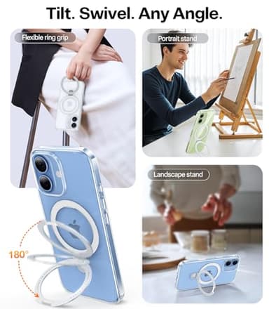 TORRAS Ostand Magnetic for iPhone 17 Case Clear, Fit for MagSafe, 3X Military Drop Protection, Camera Control, Slim Phone Case for iPhone 17 with Kickstand, Soft Edge, Anti Yellowing Cover 6.3", Clear - Image 2