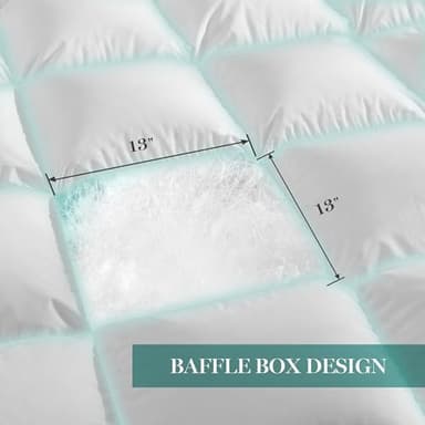 Martha Stewart Luxurious Goose Feathers Down Fiber Comforter Twin Size 100% Cotton Duvet Insert, Hotel Quality Hypoallergenic Comforter, 43 oz All Seasons Medium Warmth 68 x 90 Inch White - Image 5