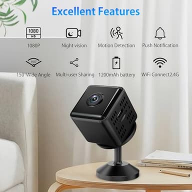 enttgo Hidden Camera Spy Camera, 1080P HD WiFi Camera - Mini Nanny Cam with Night Vision & Motion Detection - Indoor/Outdoor Wireless Security Camera for Home, Car, Baby & Pet Monitoring - Image 2