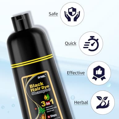 Ivnil Black Hair Dye Shampoo 3 in 1 Color Shampoo for Women & Men for Gray Hair Coverage for Instant Champu Para Canas - Image 6