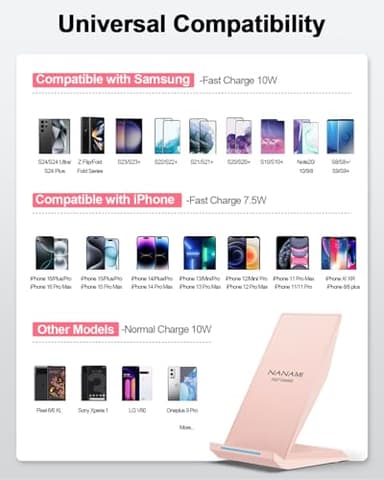 Wireless Charger with USB C Phone Charger, Qi Certified Charging Stand with 20W PD Adapter Compatible with iPhone 16/15/14/13/12, Phone Charging Dock for Samsung Galaxy S25/S24/S23/S22/S21/Note 20 - Image 3