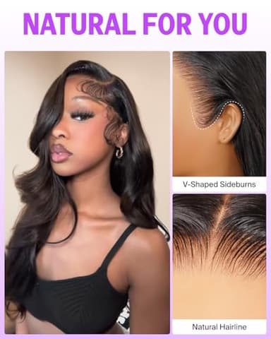 Megalook hair Glueless 13x6 Body Wave Lace Front Wigs Human Hair Pre Plucked Pre Cut Ear-To-Ear Frontal Wigs Human Hair 220% Density Wear and Go Glueless Drawstring Wig Human Hair 20 Inch - Image 7