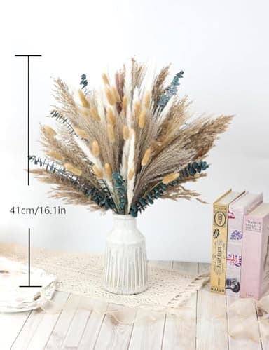120 PCS Dried Pampas Grass, (vase not Included), Dried Flowers, Reed Grass Bouquet for Bohemian Flowers Home Table Wedding Decoration, Rustic Farmhour.(Light Brown) - Image 3