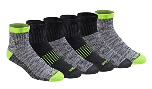 Dickies Men's Dri-Tech Moisture Control Quarter Socks (6, 12, 18 Pairs), Hi -Vis Yellow Black (6 Pairs), X-Large - Image 1