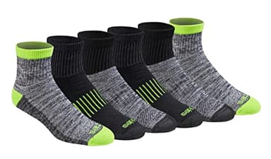 Dickies Men's Dri-Tech Moisture Control Quarter Socks (6, 12, 18 Pairs), Hi -Vis Yellow Black (6 Pairs), X-Large - Image 1