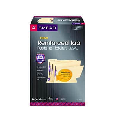 Smead Fastener File Folder with SafeSHIELD® Fasteners, 2 Fasteners, Reinforced 1/3-Cut Tab, Legal Size, Manila, 50 per Box (19555) - Image 11