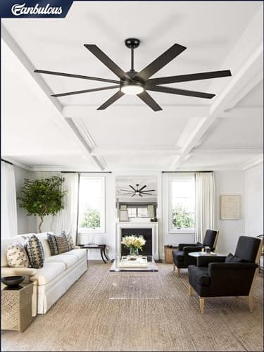 Fanbulous 65 Inch Ceiling Fans with Lights and Remote, Black Indoor/Outdoor Ceiling Fan with Quiet Reversible DC Motor, 6 Speeds, 3CCT, 8 Blades Large Ceiling Fan for Living Room Bedroom Patio - Image 7